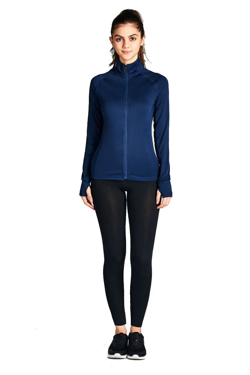 Khanomak Women's Long Sleeve Zip Up Athletic Wear Sweater Work Out Jacket