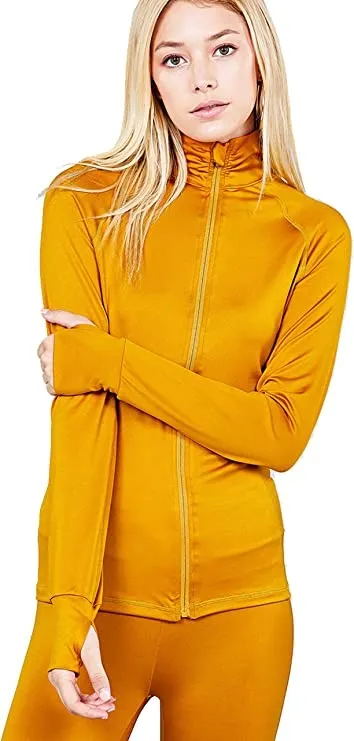 Khanomak Women's Long Sleeve Zip Up Athletic Wear Sweater Work Out Jacket