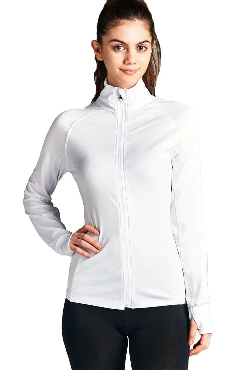 Khanomak Women's Long Sleeve Zip Up Athletic Wear Sweater Work Out Jacket