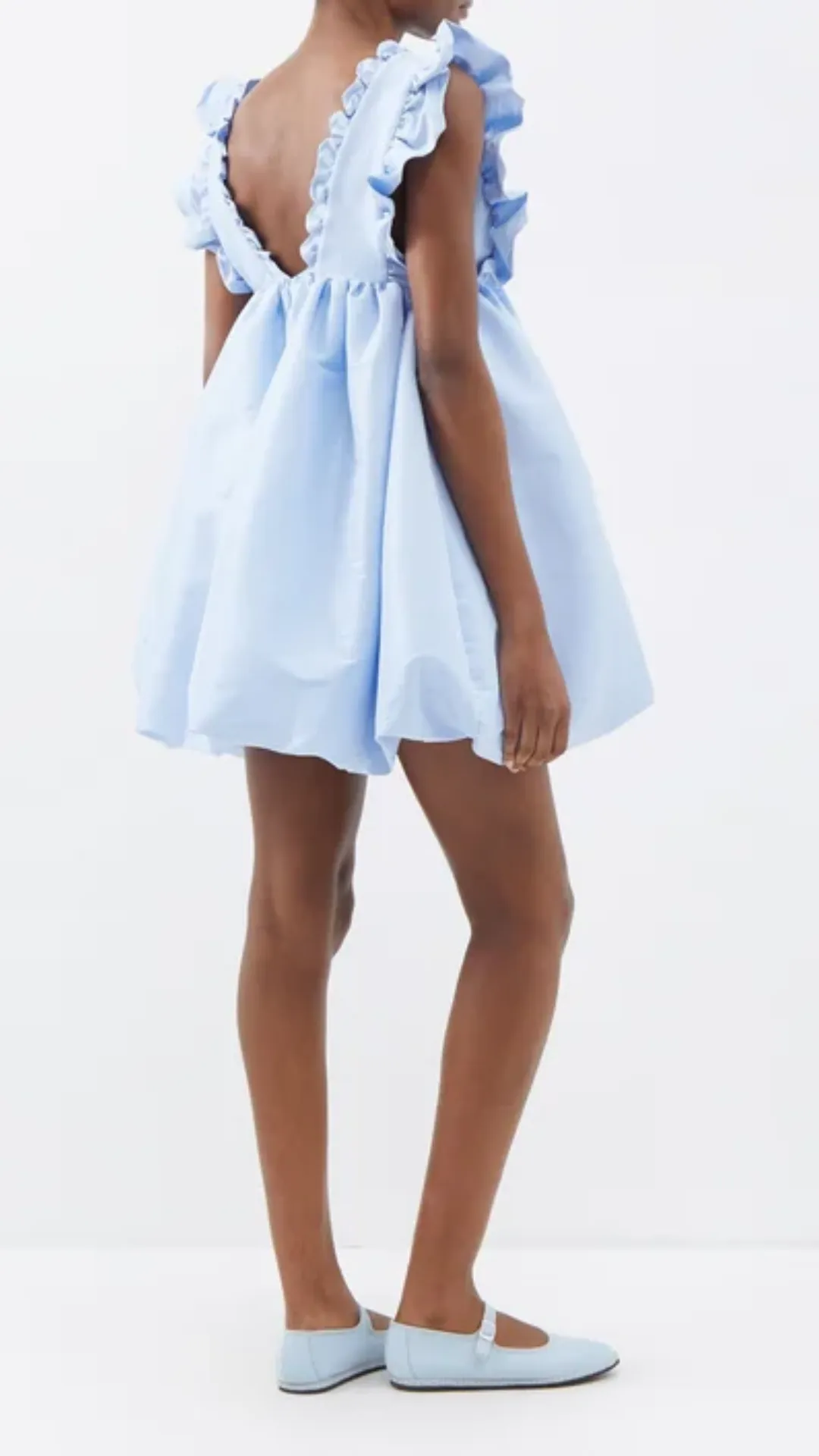 Kika Vargas Caroline V-neck ruffled taffeta mini dress