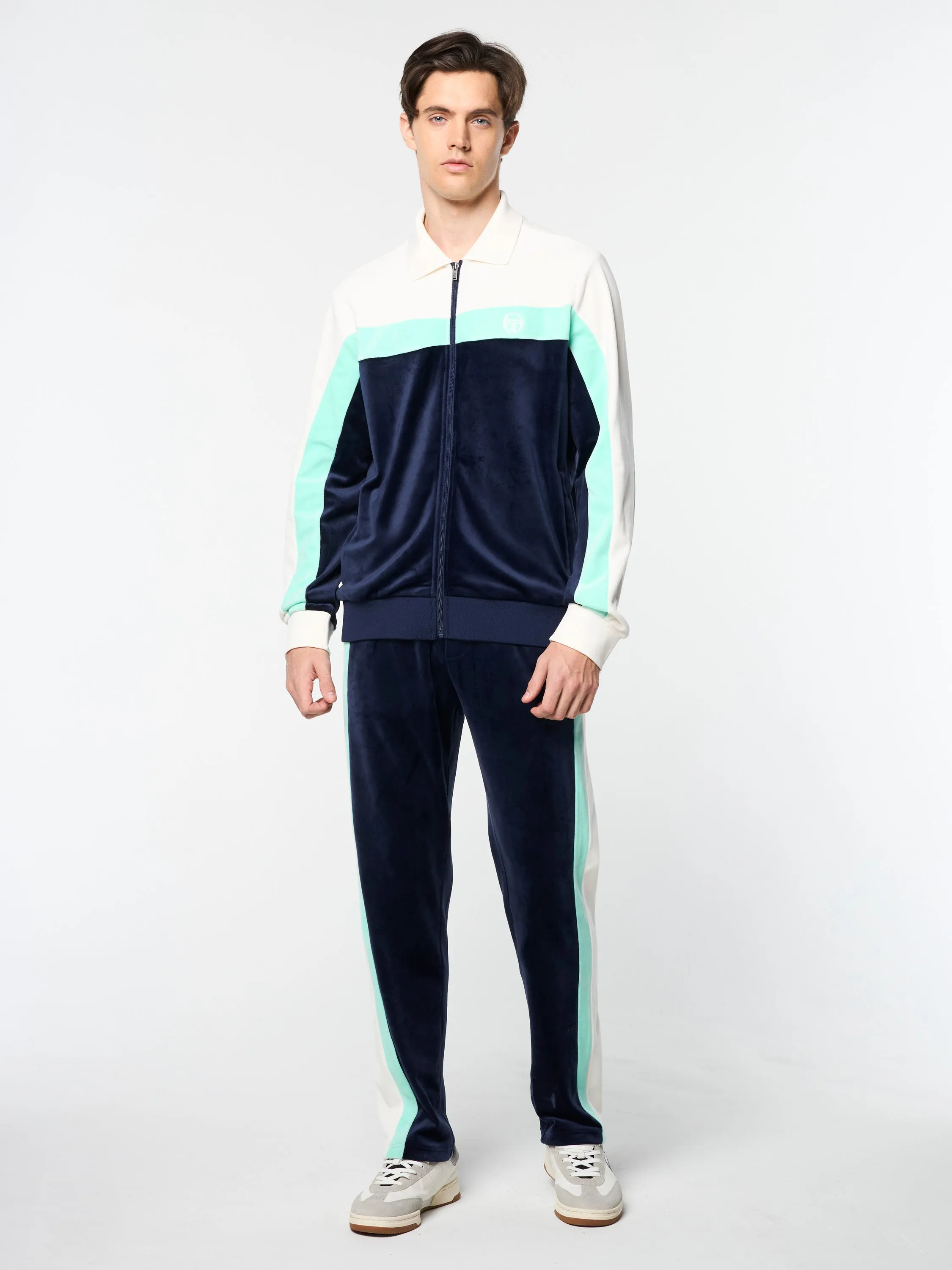 Lazaro Velour Track Jacket- Maritime Blue