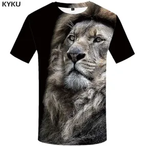 Lion T-shirts Men Black Tshirts Print Animal T-shirt 3d Harajuku T shirts Funny Tshirt Anime Mens Clothing Short Sleeve Unisex