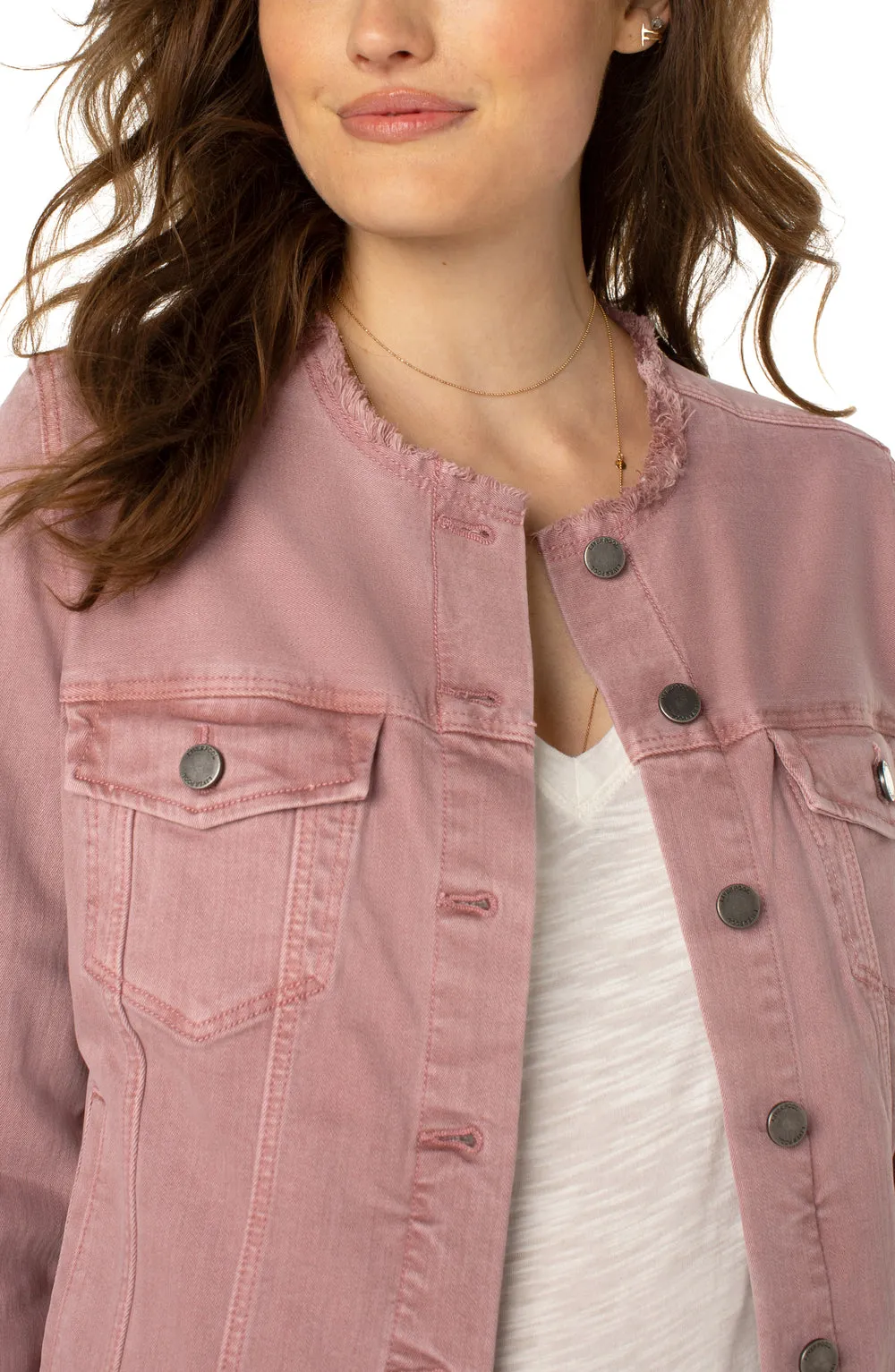 Liverpool Classic Jean Jacket Fray Hem - Mauve