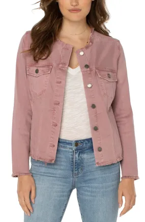 Liverpool Classic Jean Jacket Fray Hem - Mauve