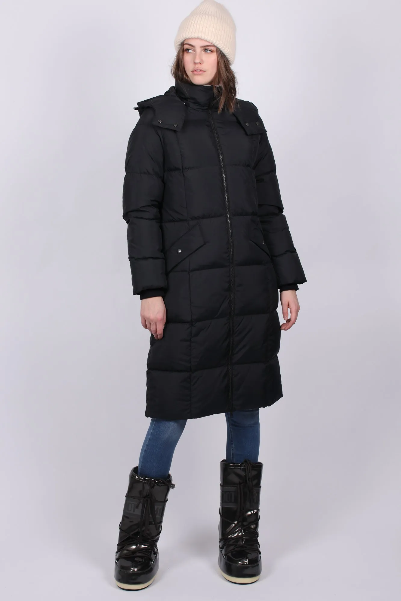 Long Down Coat - Black