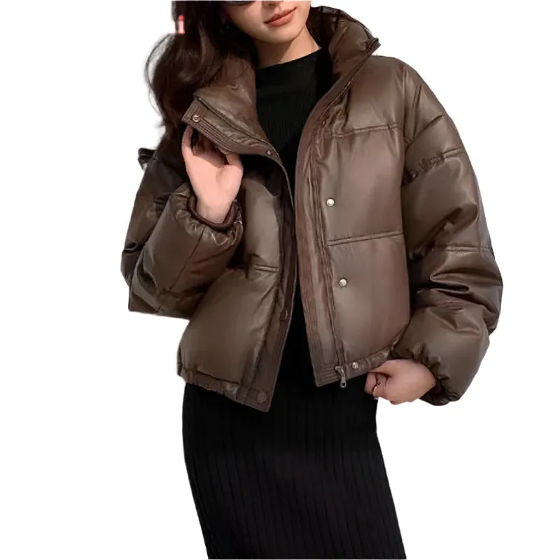 Luxury Women’s Genuine Sheepskin Down Jacket – Warm Short Puffer Coat for Winter, Stylish Outdoor Streetwear