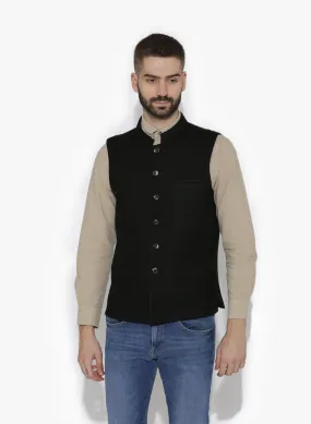 Men's Dhrohar Premium Wool Nehru Jacket - Black - Size - 36 - Neudis Men