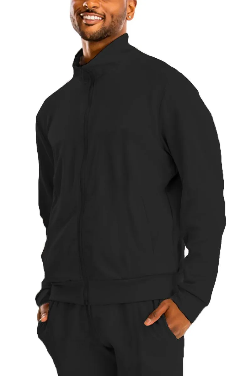 Mens Essential Basic Black Solid Track Jacket