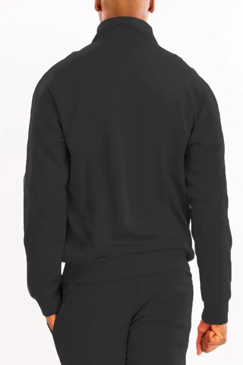 Mens Essential Basic Black Solid Track Jacket