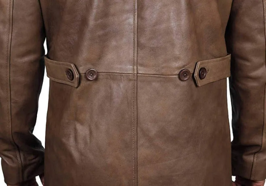 Mens Leather Trench Coat Full Length