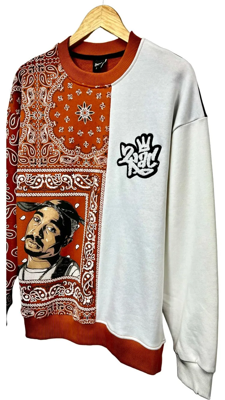 Men's Orange 2pac Graphic Long Sleeves Sweatshirt Regular Fit