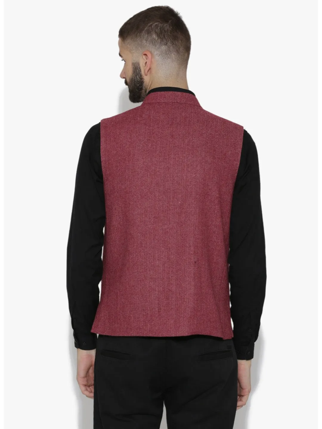 Men's Premium Wool Nehru Jacket - Pink - Neudis Men