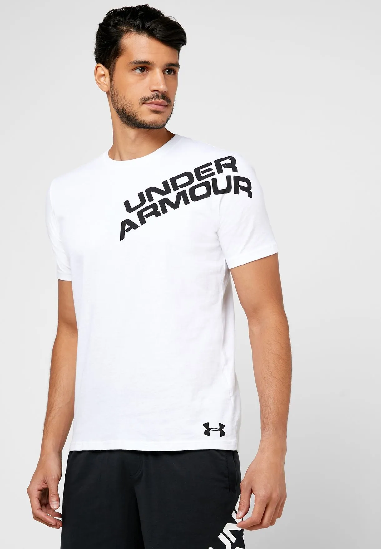 Men's UA Wordmark Shoulder Short Sleeve 1344227-100