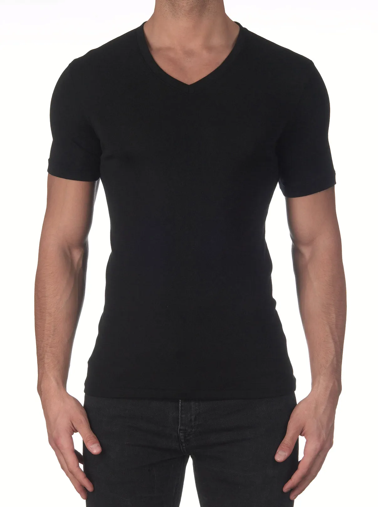 Men's V-neck t-shirt in wool and silk 622