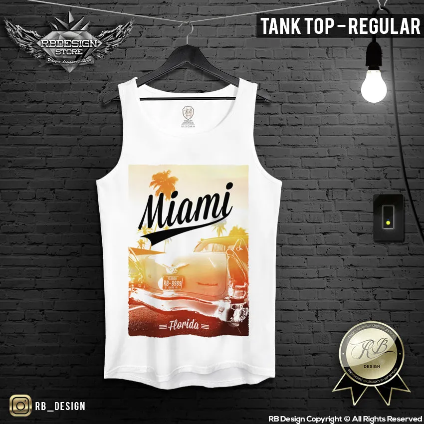 Miami Men's T-shirt Ocean Drive Old Cadillac Summer Sunshine Tank Top MD492