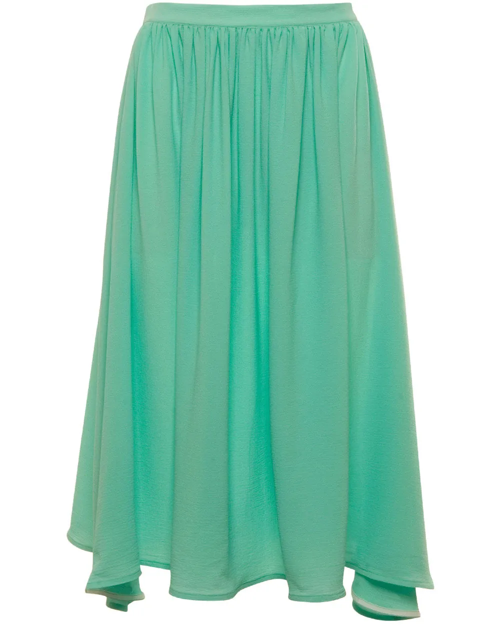 Mint Pluto Ruched Midi Skirt