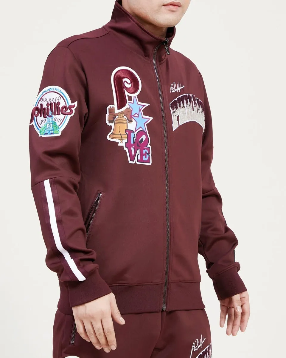 MLB PHILADELPHIA PHILLIES RETRO HOMETOWN MEN'S TRACK JACKET (WINE)