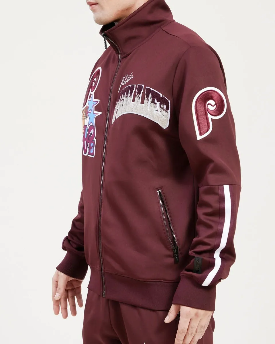 MLB PHILADELPHIA PHILLIES RETRO HOMETOWN MEN'S TRACK JACKET (WINE)