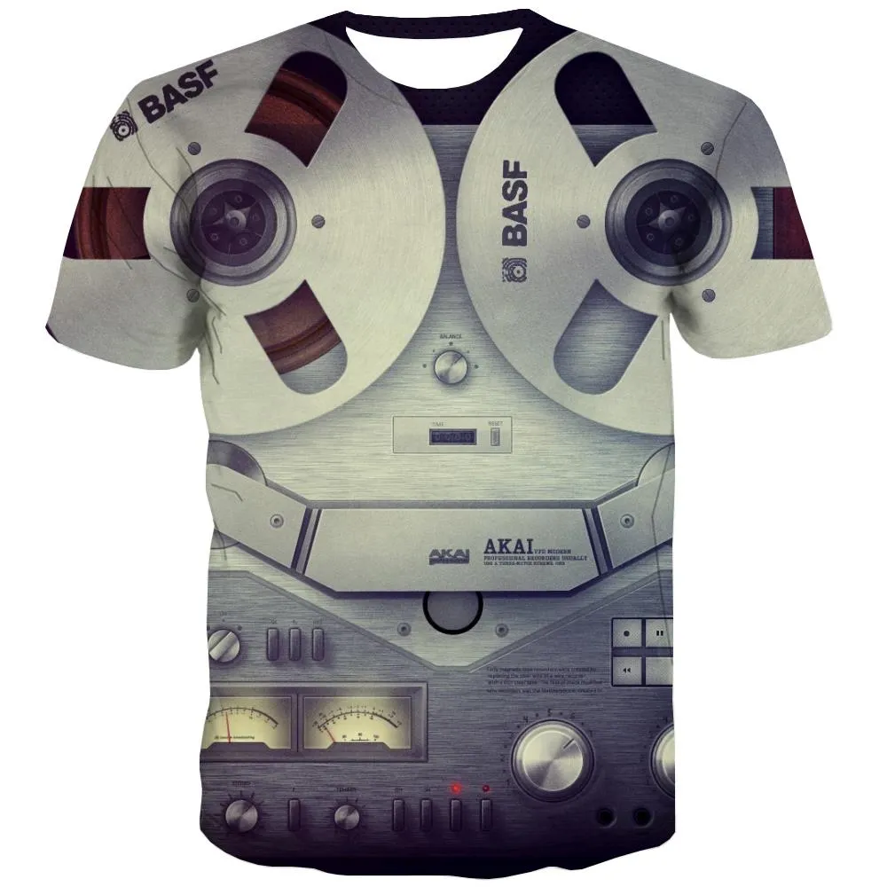 Music T shirts Men Instrument T shirts Funny Retro Tshirt Printed Electronic Tshirt Anime