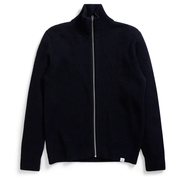 Norse Projects Hagen Wool Zip Jacket - Dark Navy