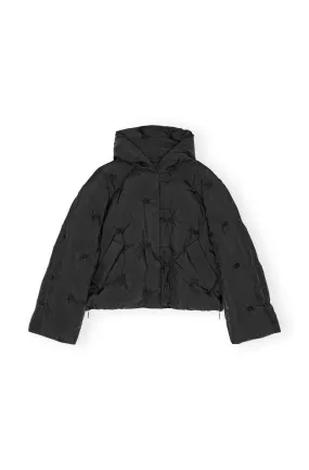 Nylon Tech Puffer Short Jacket - Black