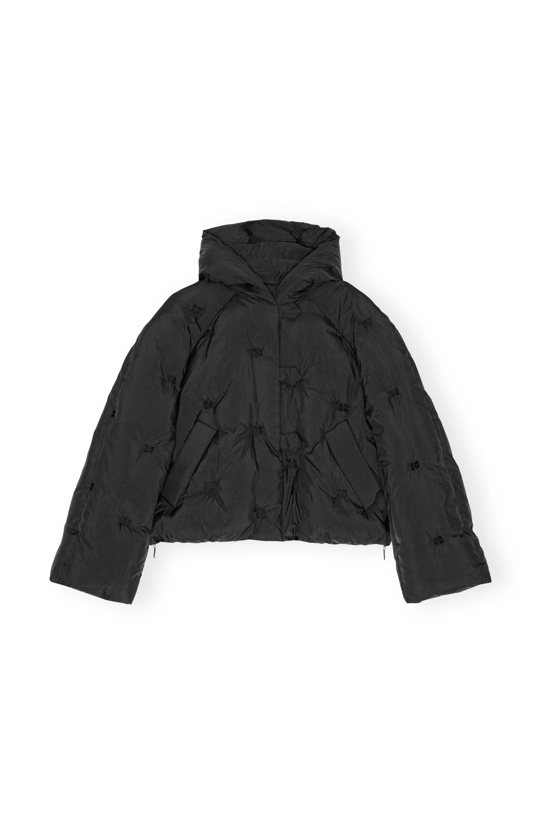 Nylon Tech Puffer Short Jacket - Black