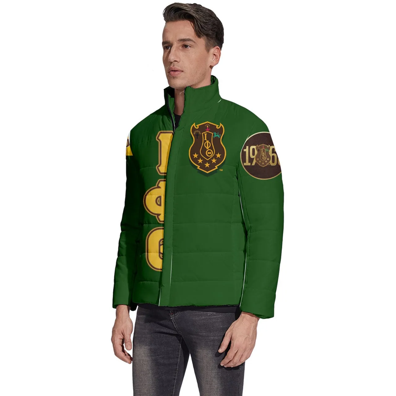 Ow Ow Iota phi Theta Dark Green Puffer Bubble Jacket