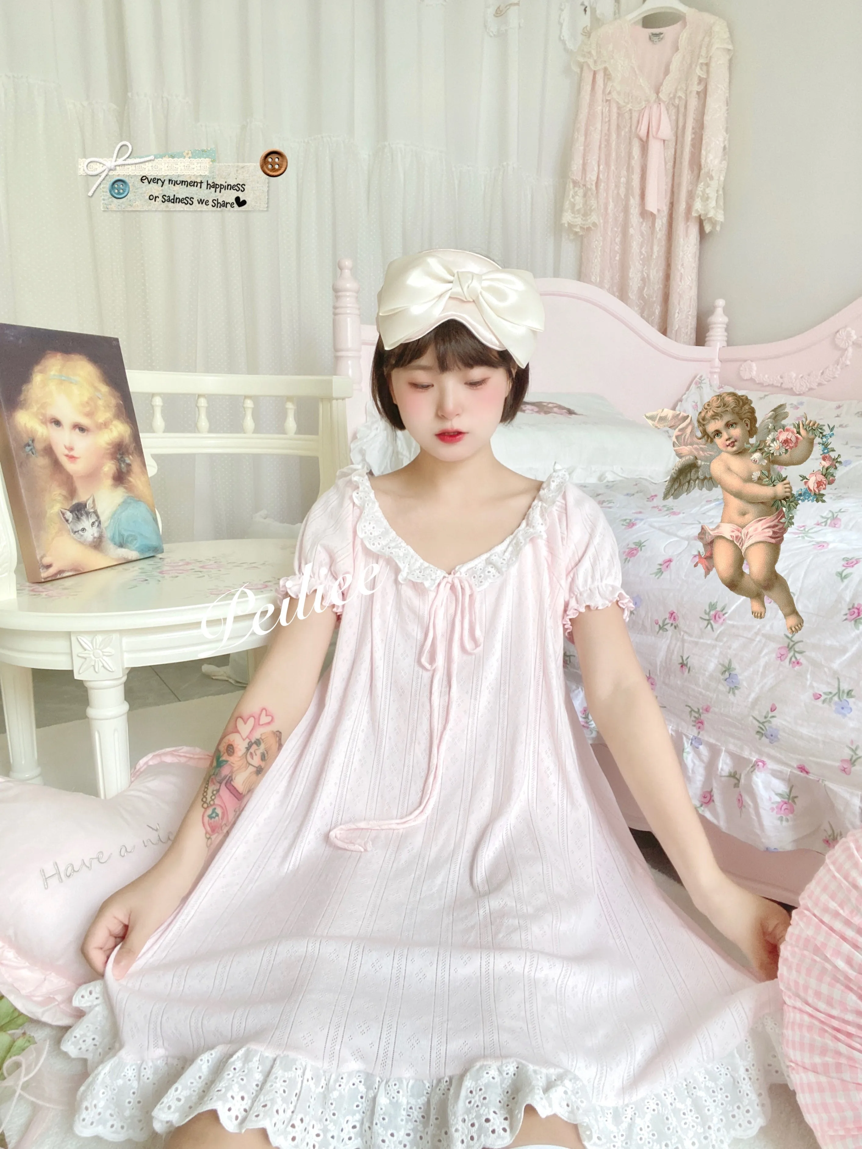 [Peiliee Design] Love is two hearts as one cotton sleepwear loungewear dress