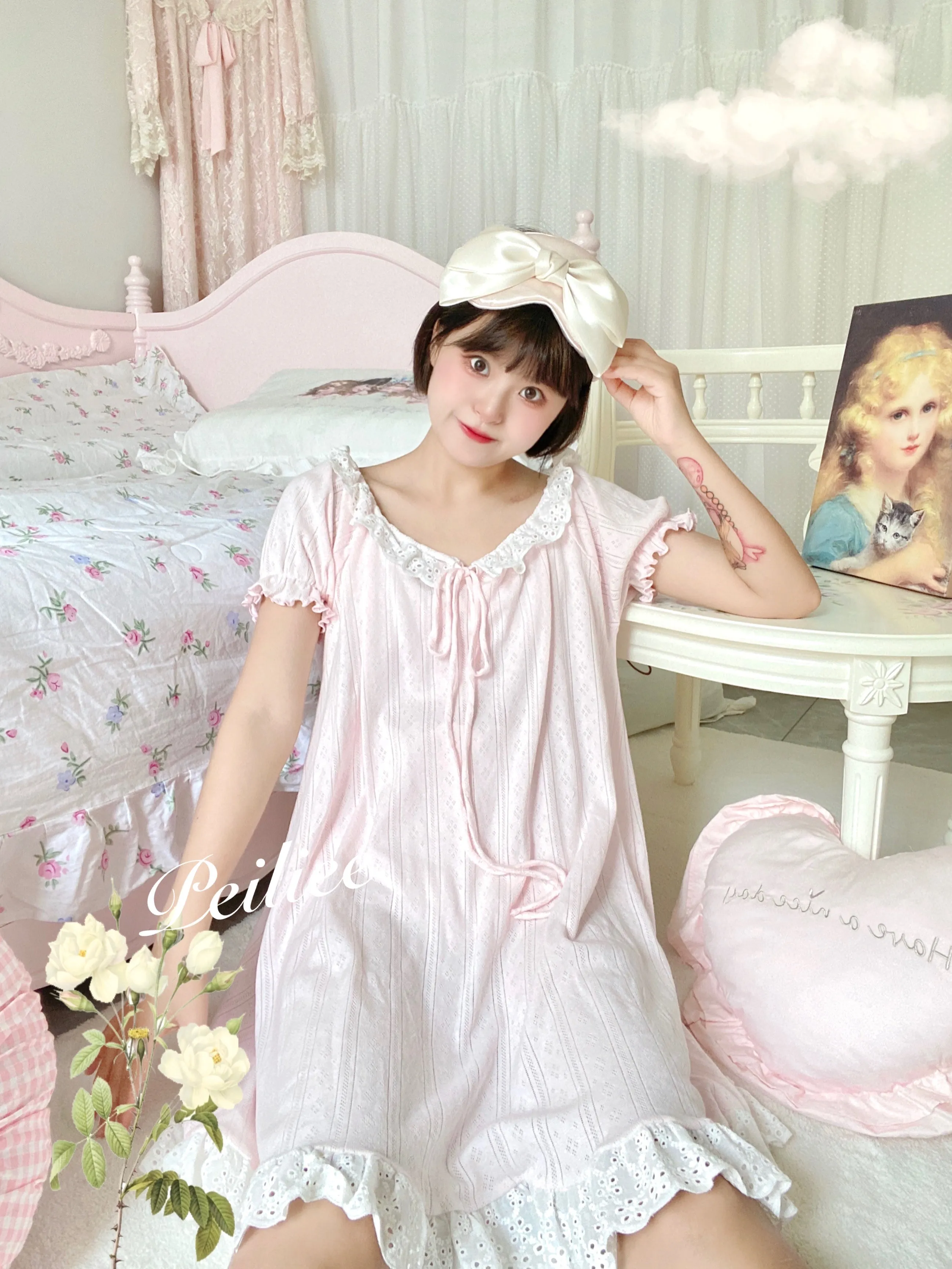 [Peiliee Design] Love is two hearts as one cotton sleepwear loungewear dress