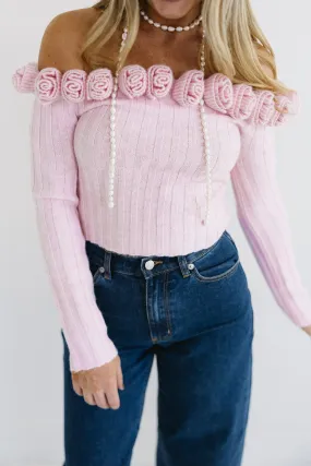 Posie Rosette Sweater - Pink