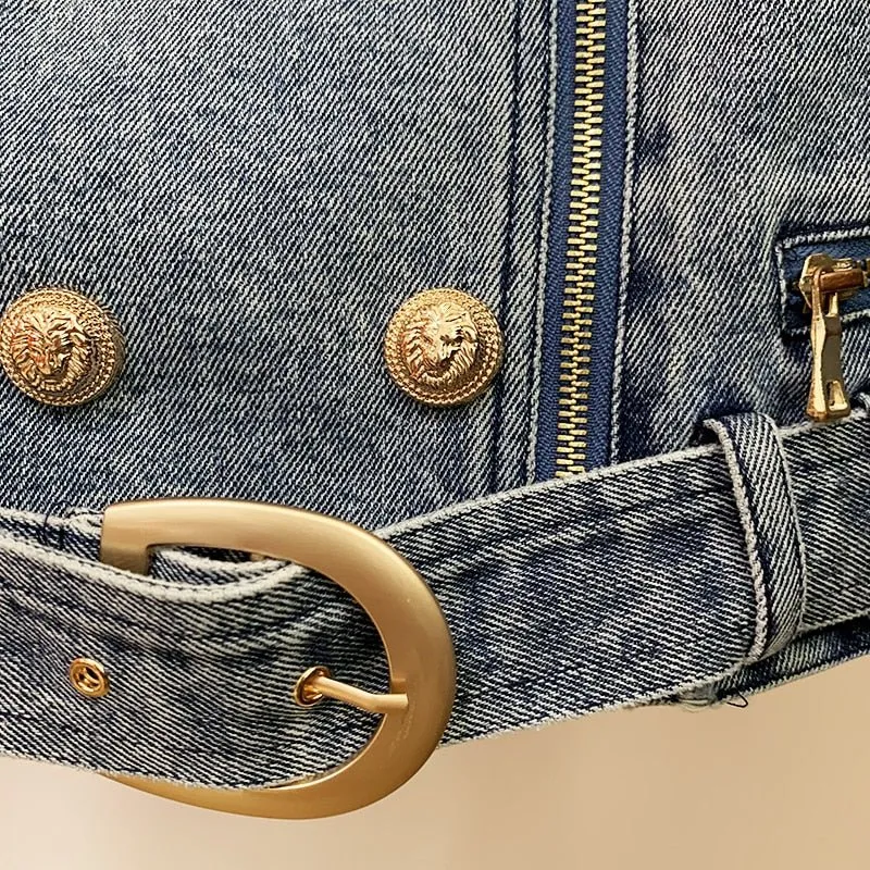 Pre Order:  Gold Buttons Denim Jacket