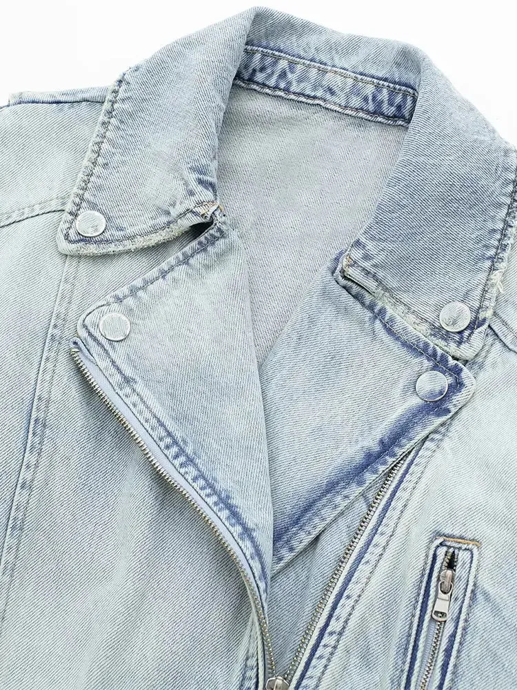 Pre Order:  Off-Center Zip Denim Jacket