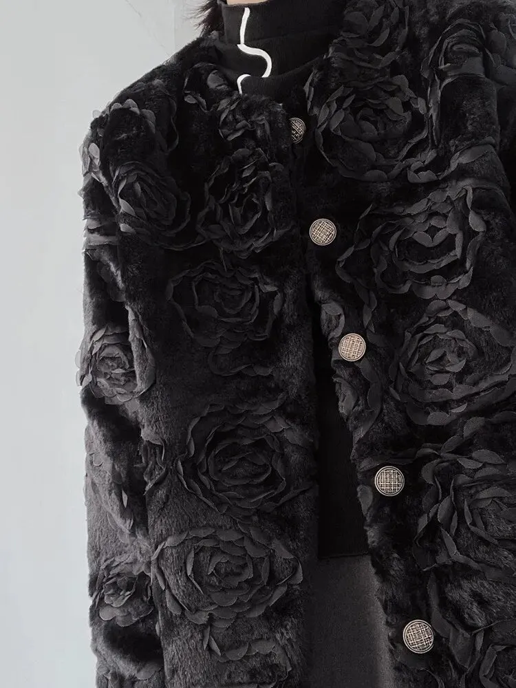 Pre Order:  Textured Floral Decorative Buttons Jacket