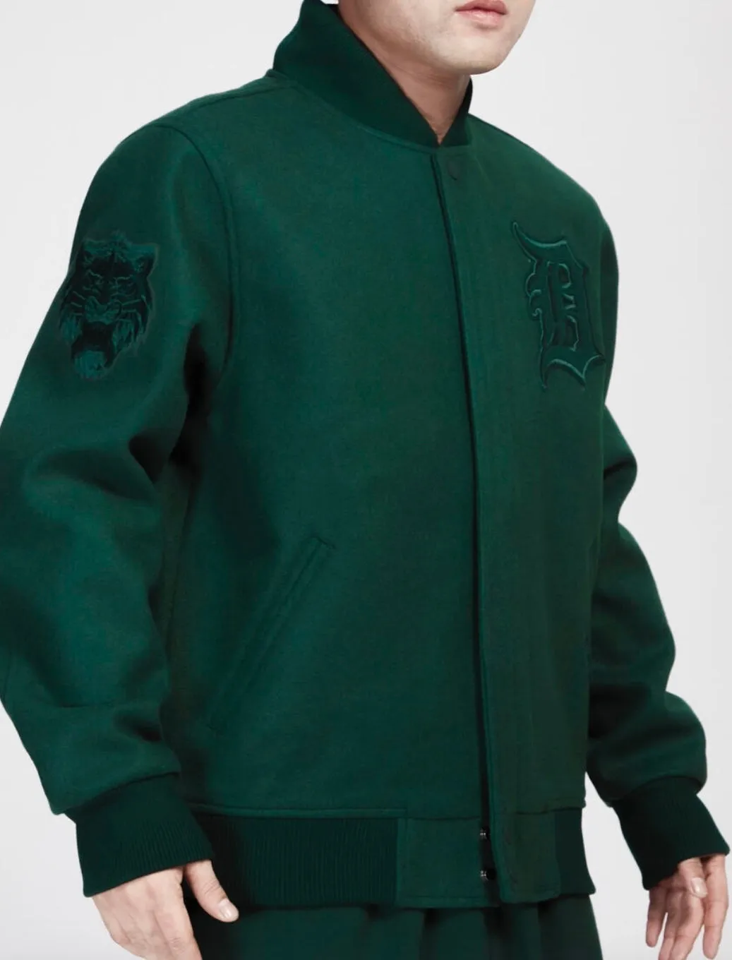 Pro Standard Detroit Tigers All Wool Varsity Jacket - Green on Green