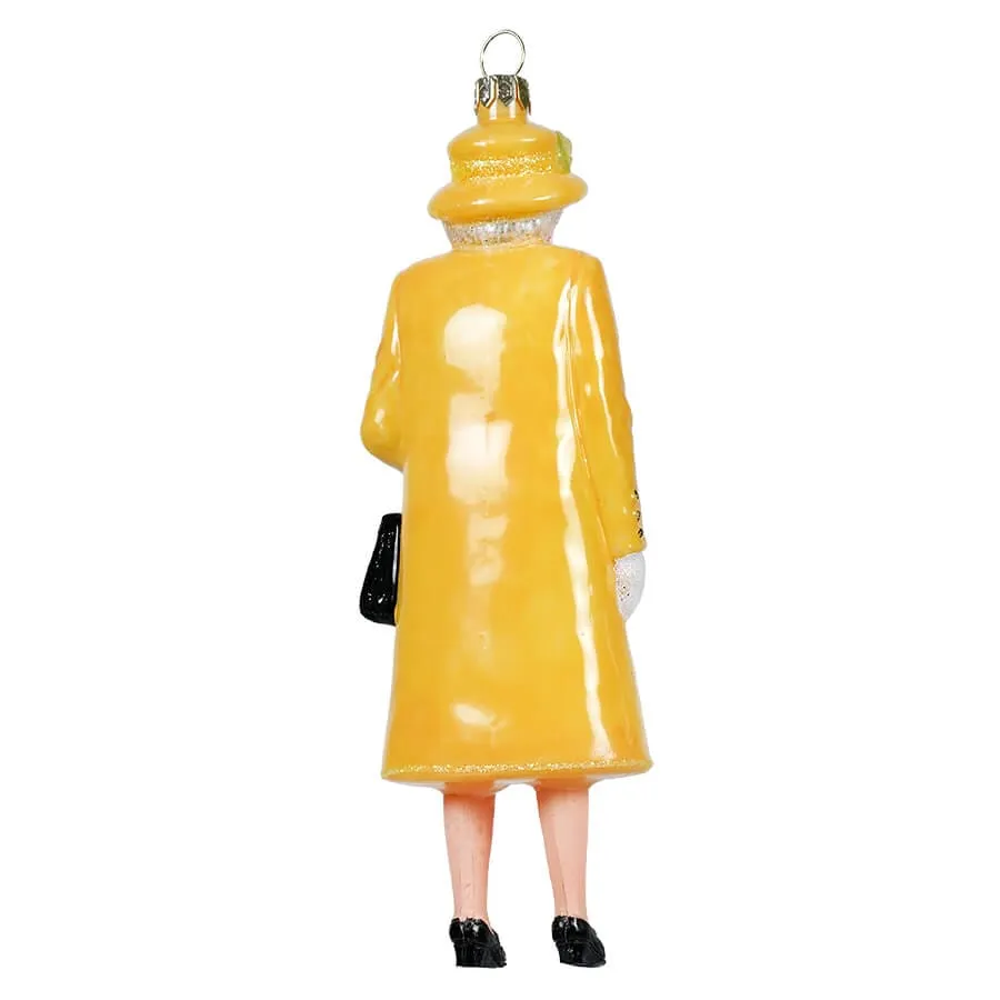 Queen Elizabeth Wearing Yellow Peacoat Ornament