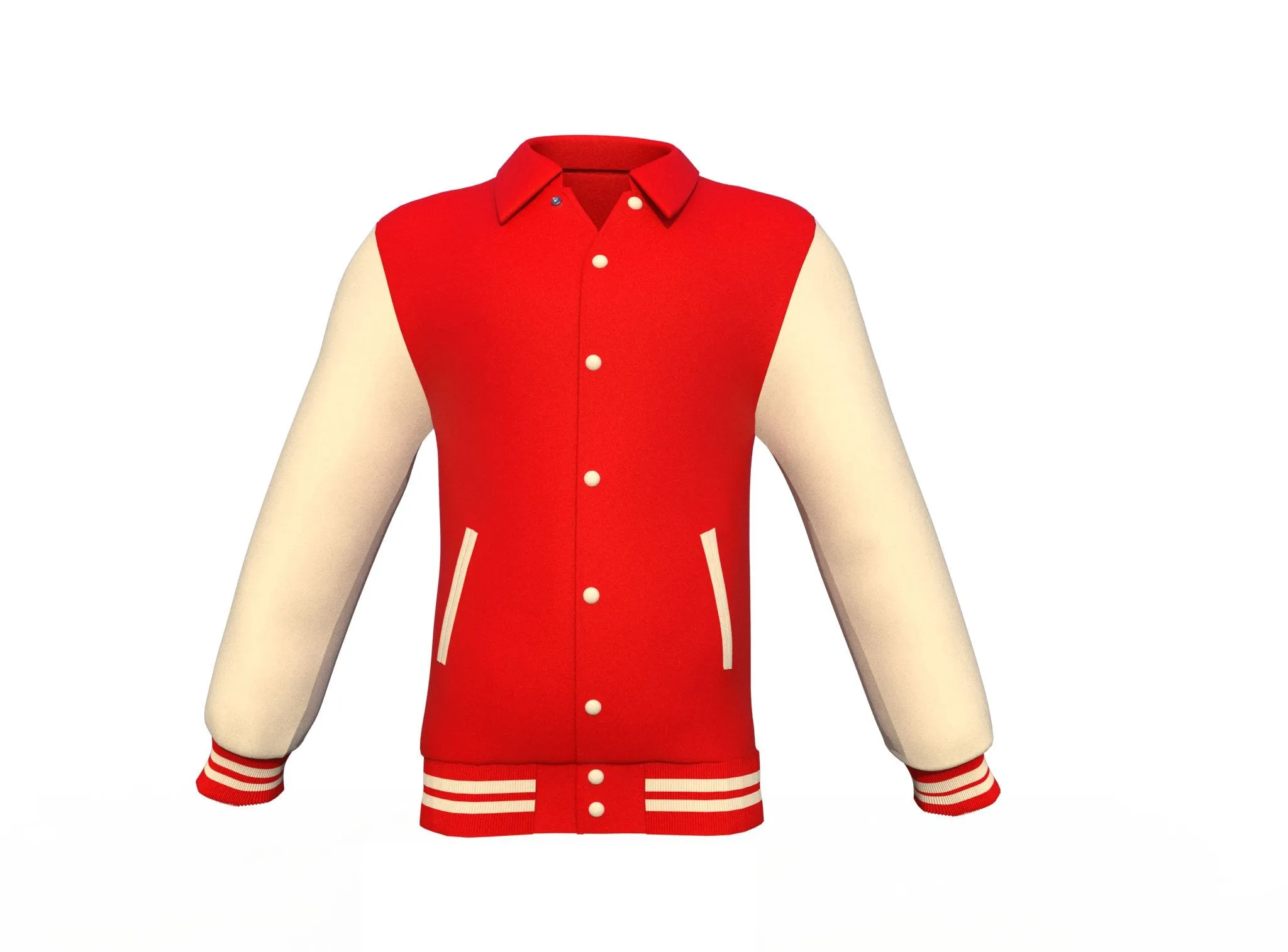 Red Varsity Letterman Jacket with Cream Sleeves