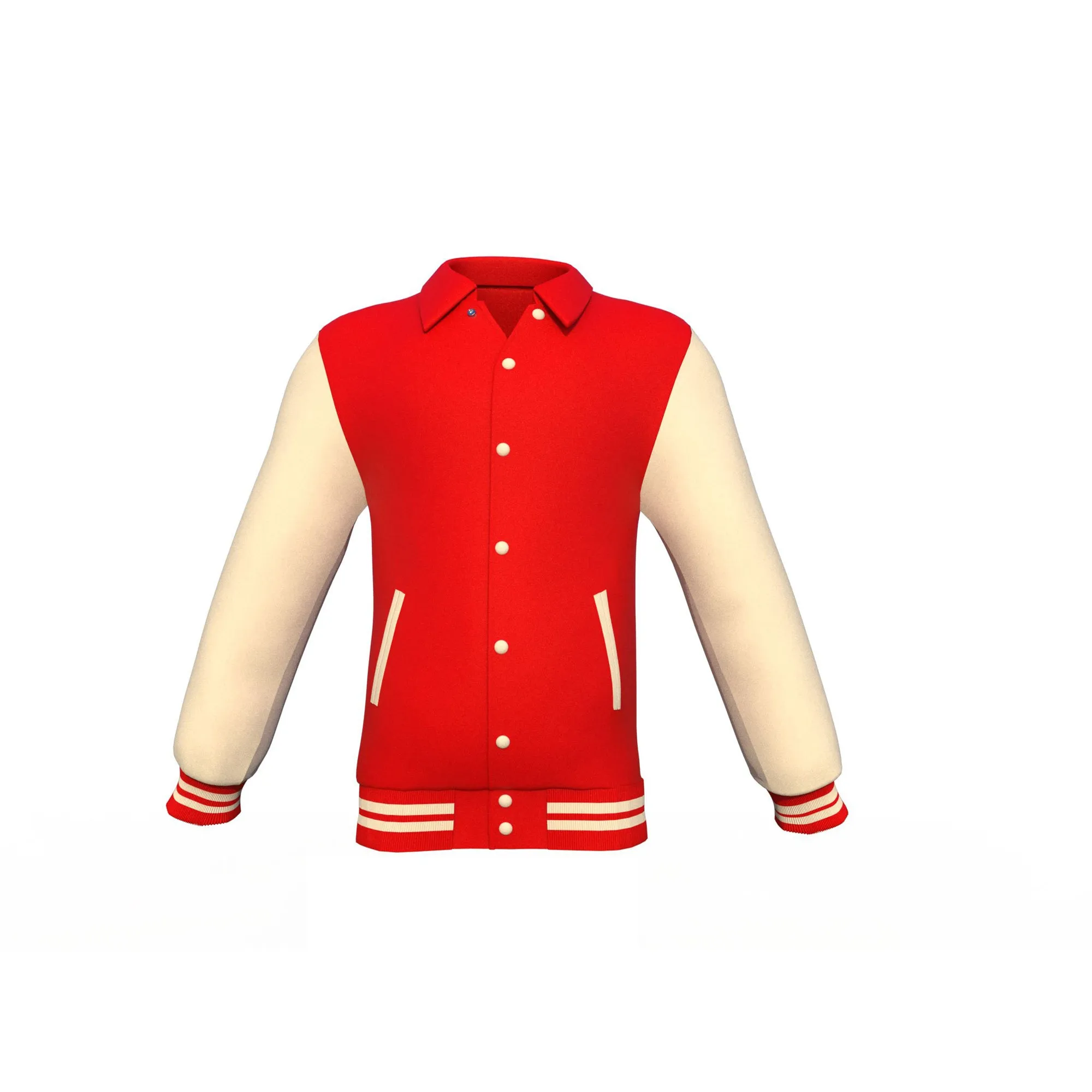 Red Varsity Letterman Jacket with Cream Sleeves