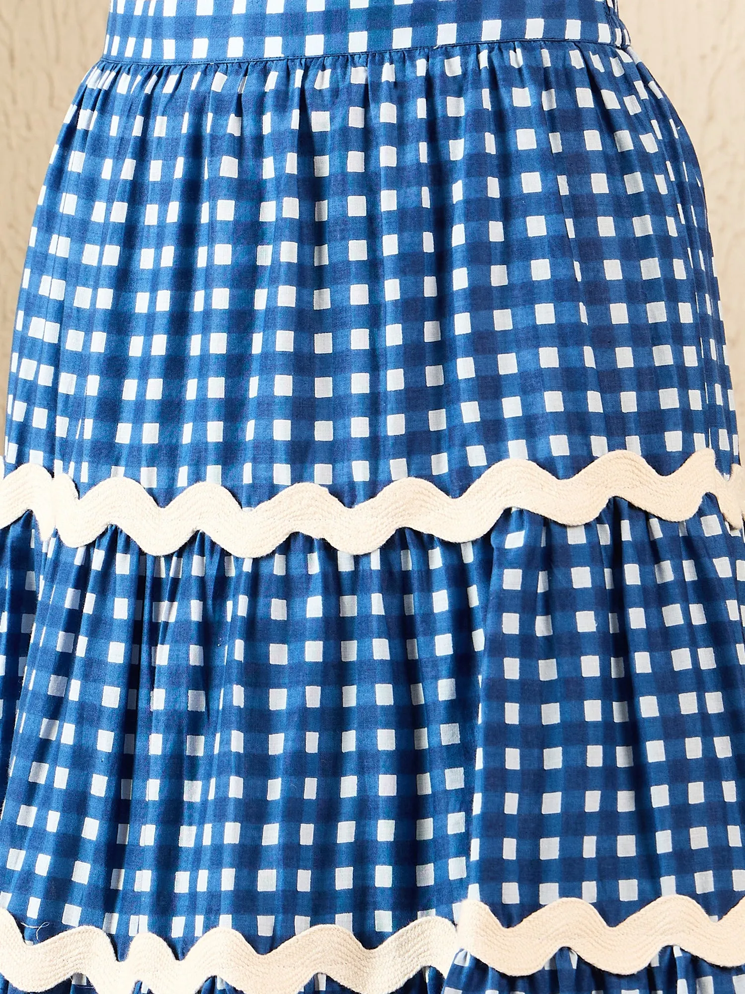 Ric-Rac Cotton Tiered Midi Skirt