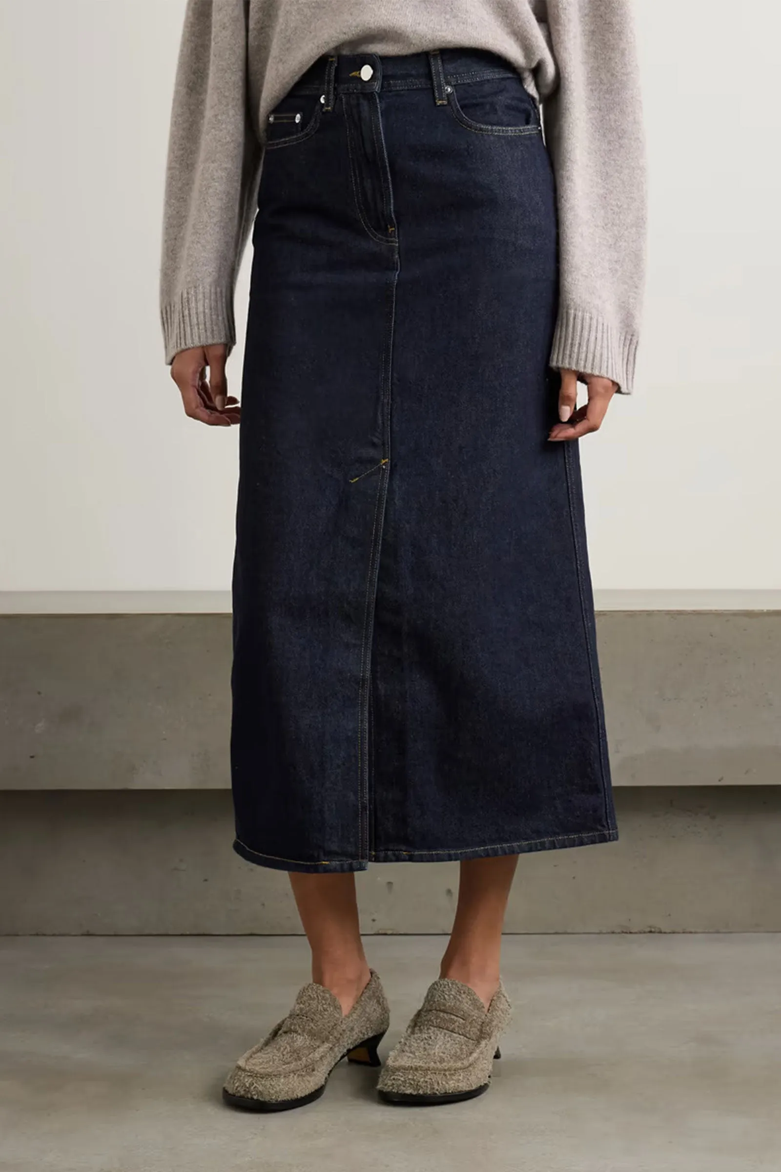 Rona Organic Denim Midi Skirt