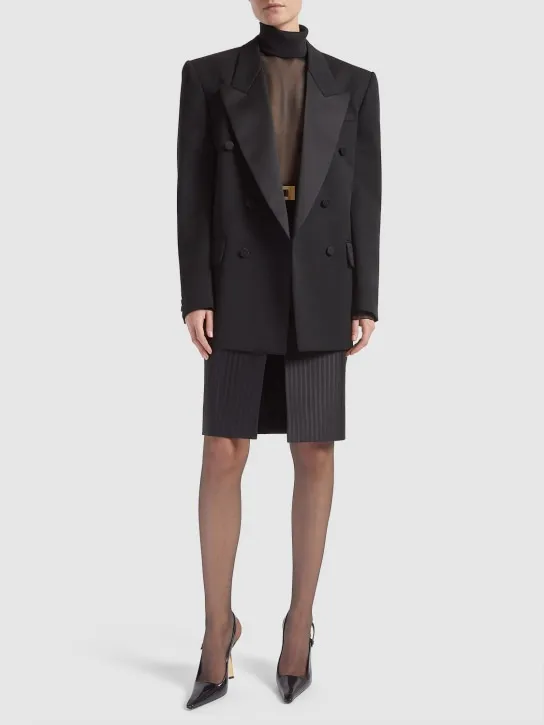 Saint Laurent   Double breast wool tuxedo jacket 