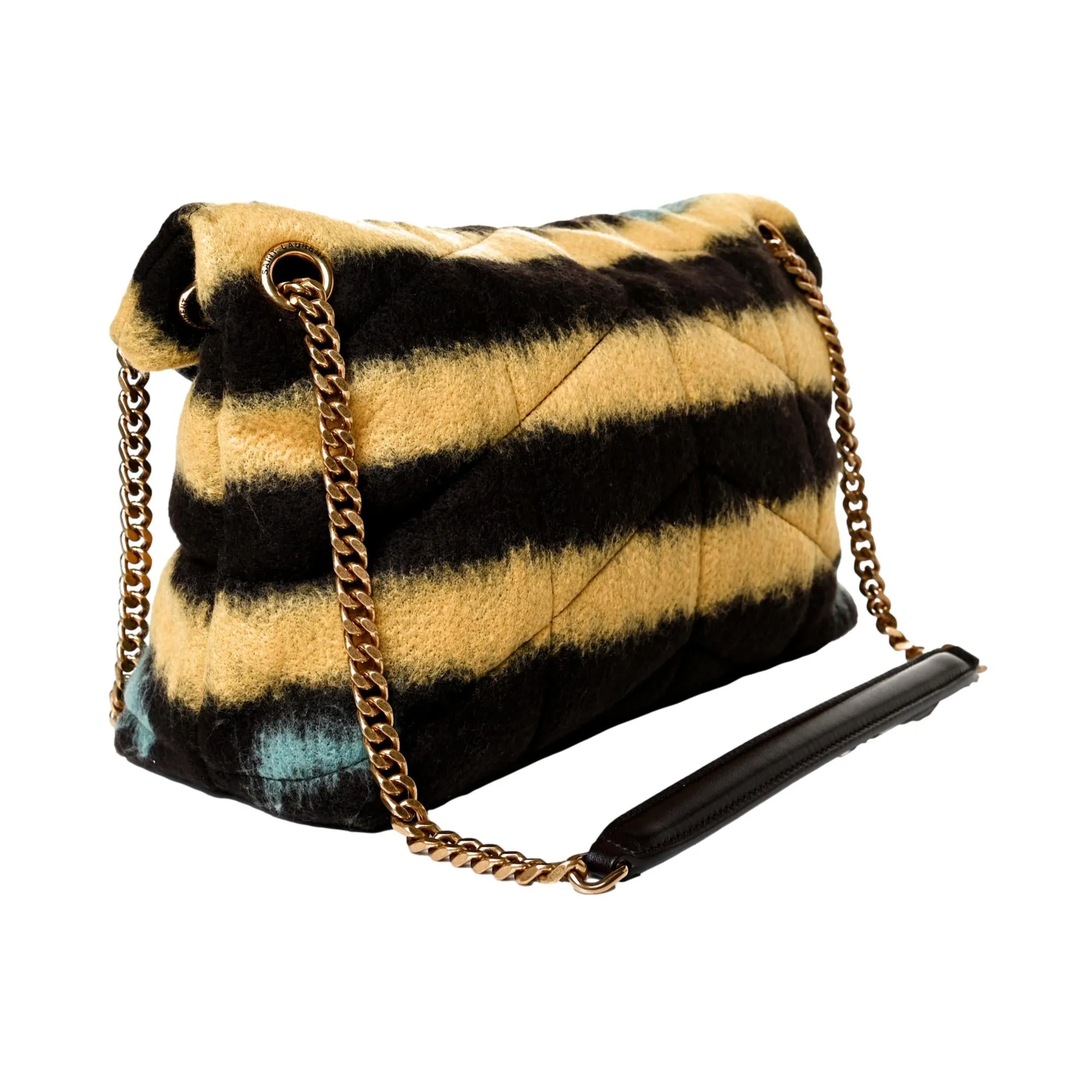 Saint Laurent Loulou Puffer Yellow Brown Tie Dye Wool Shoulder Bag