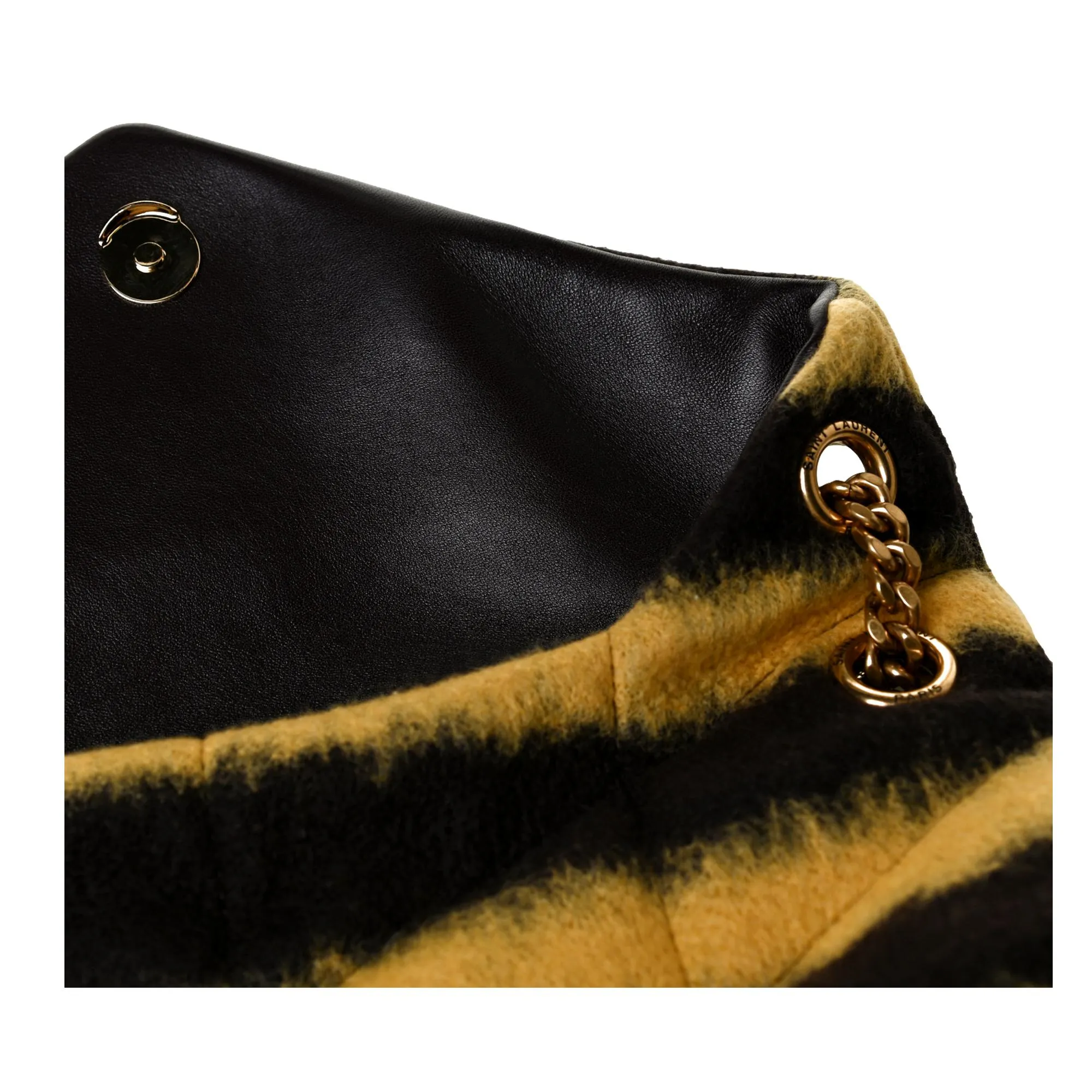 Saint Laurent Loulou Puffer Yellow Brown Tie Dye Wool Shoulder Bag