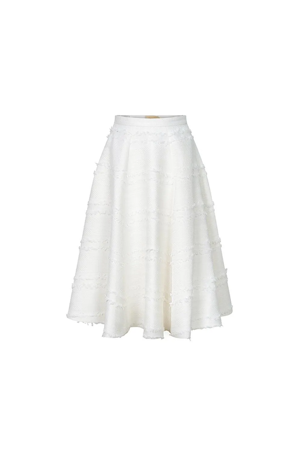 Sandra A-line Fringed Tweed Midi Skirt