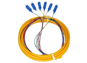 SC UPC 6 Fiber Single Mode Pigtail, Jacketed, 3M