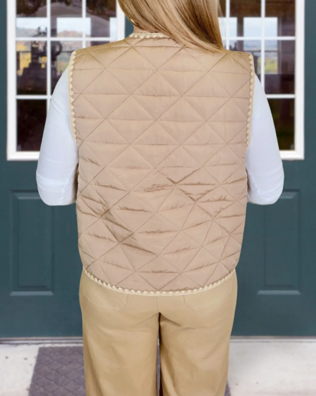 Scalloped Trim Quilted Vest