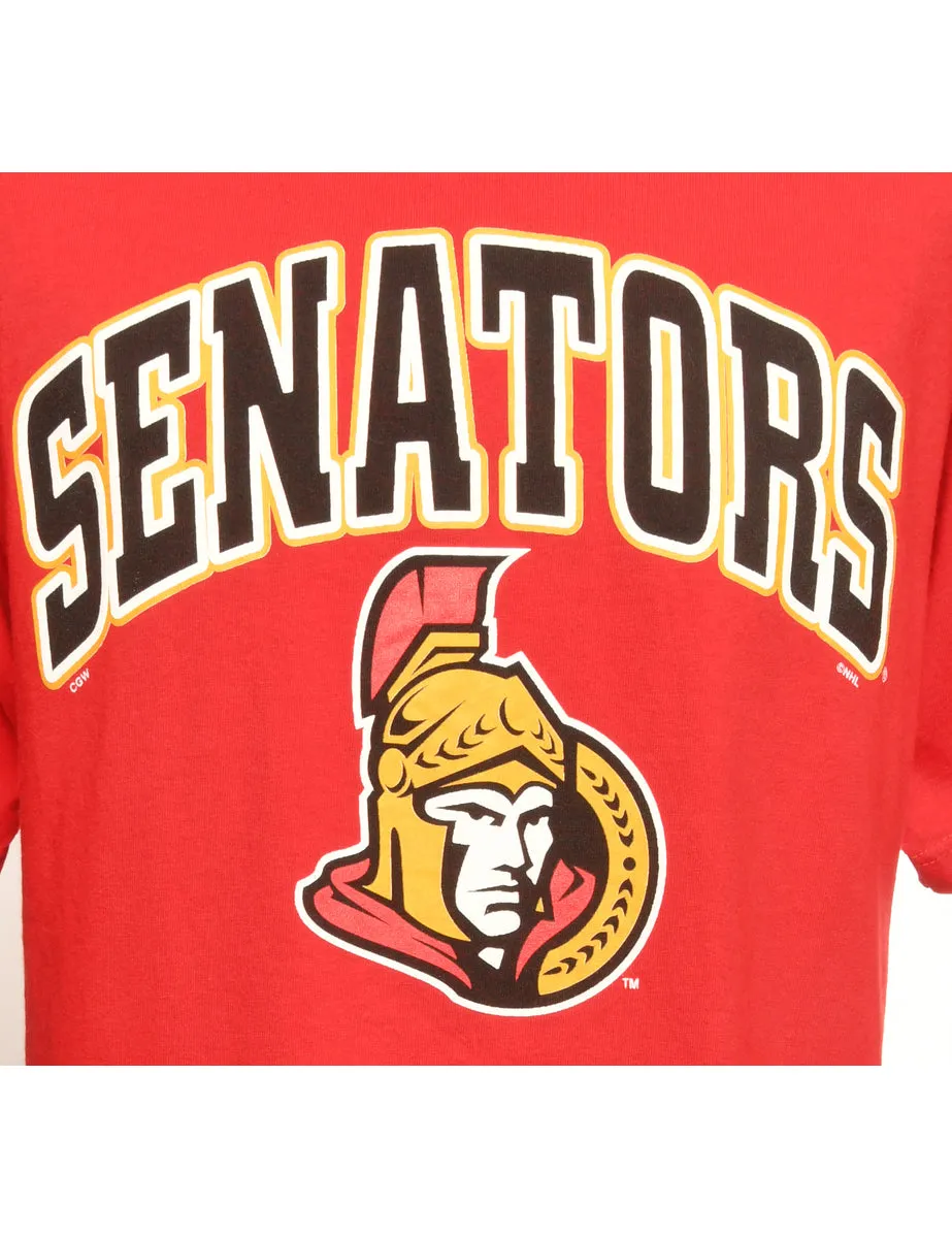 Senators Printed Red T-shirt - L