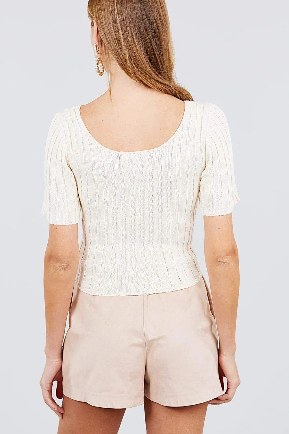 Short Sleeve Rib Sweater Top