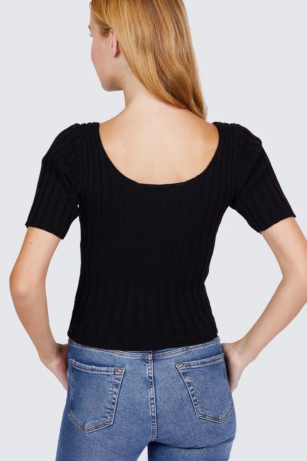 Short Sleeve Rib Sweater Top