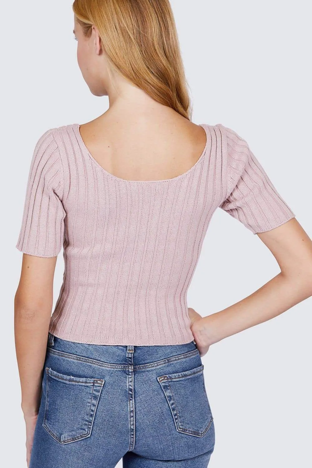 Short Sleeve Rib Sweater Top