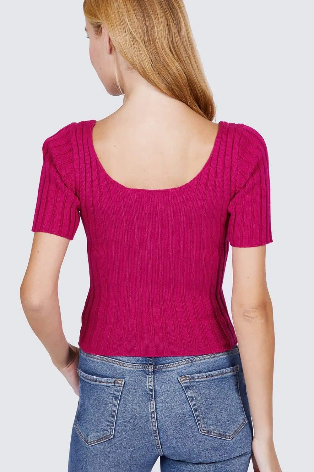 Short Sleeve Rib Sweater Top